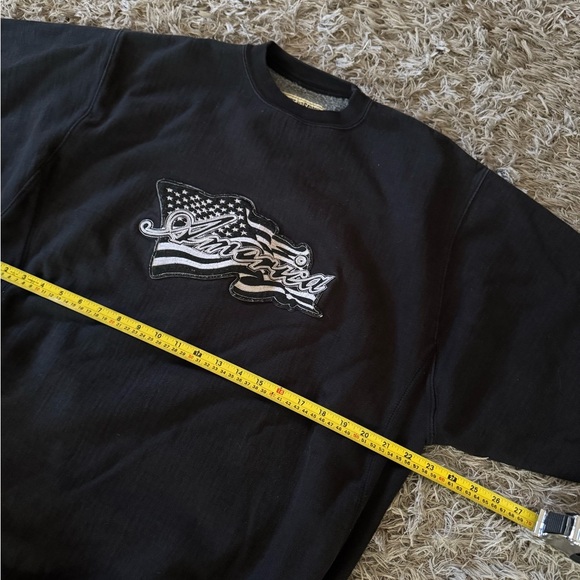 Vintage Steve And Barry’s Black Crewneck Heavyweight America Sweater Men Size Lg - Picture 4 of 6